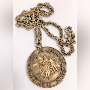 Bronze Tone Liberty Bell Coin Medallion Spirit Of Agriculture Necklace